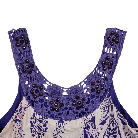 Free People Folklore Paisley Dress Womens Size 4 Jewel Trim Boho - Picture 11 of 12